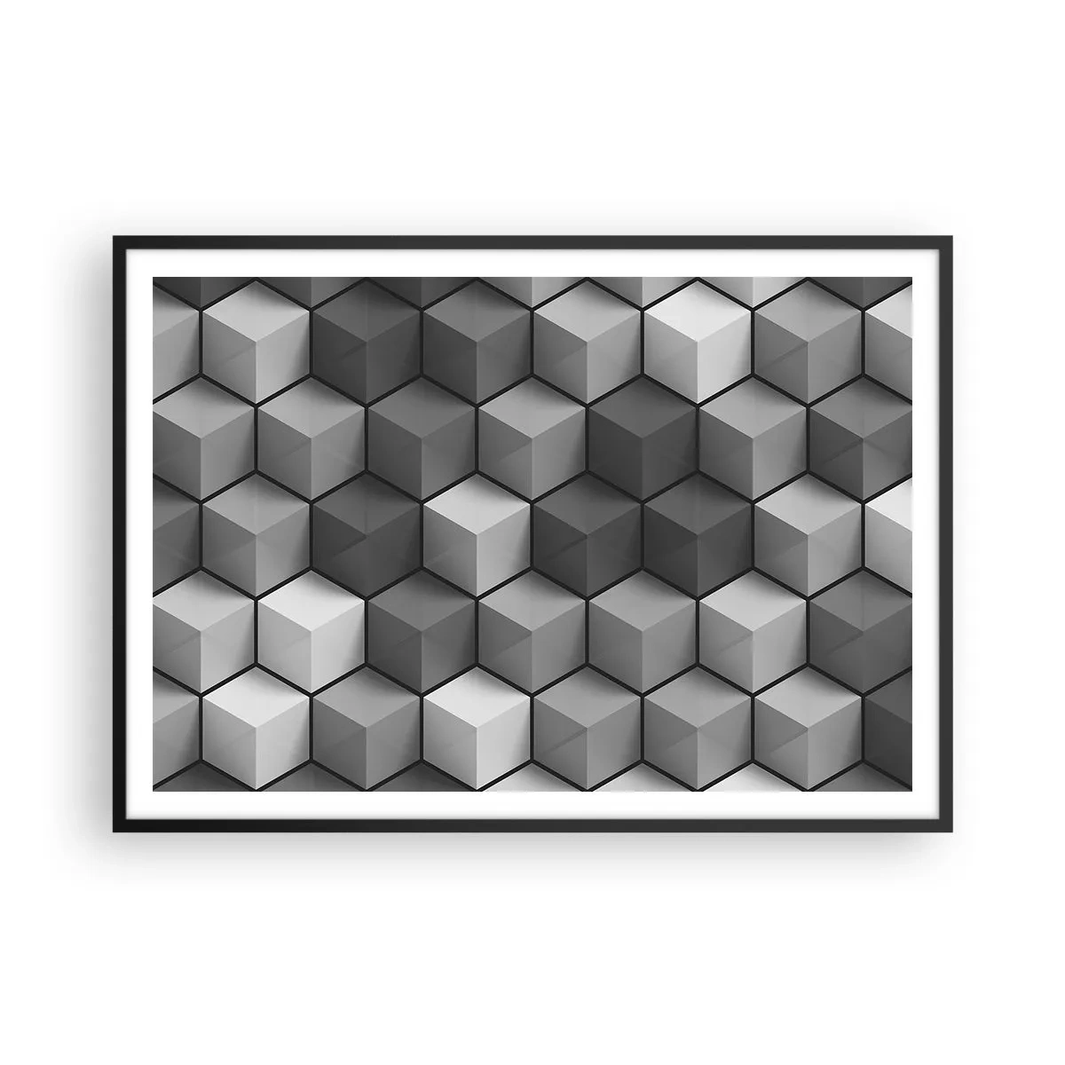 Poster în ramă neagră - Puzzle cubist - 100x70 cm
