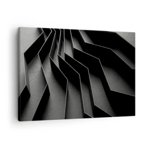 Tablou pe pânză Canvas - Abstracție alb-negru cu structuri geometrice - 70x50cm - Ordinea spațială - Decorațiune modernă pentru perete pentru living și dormitor ARTTOR