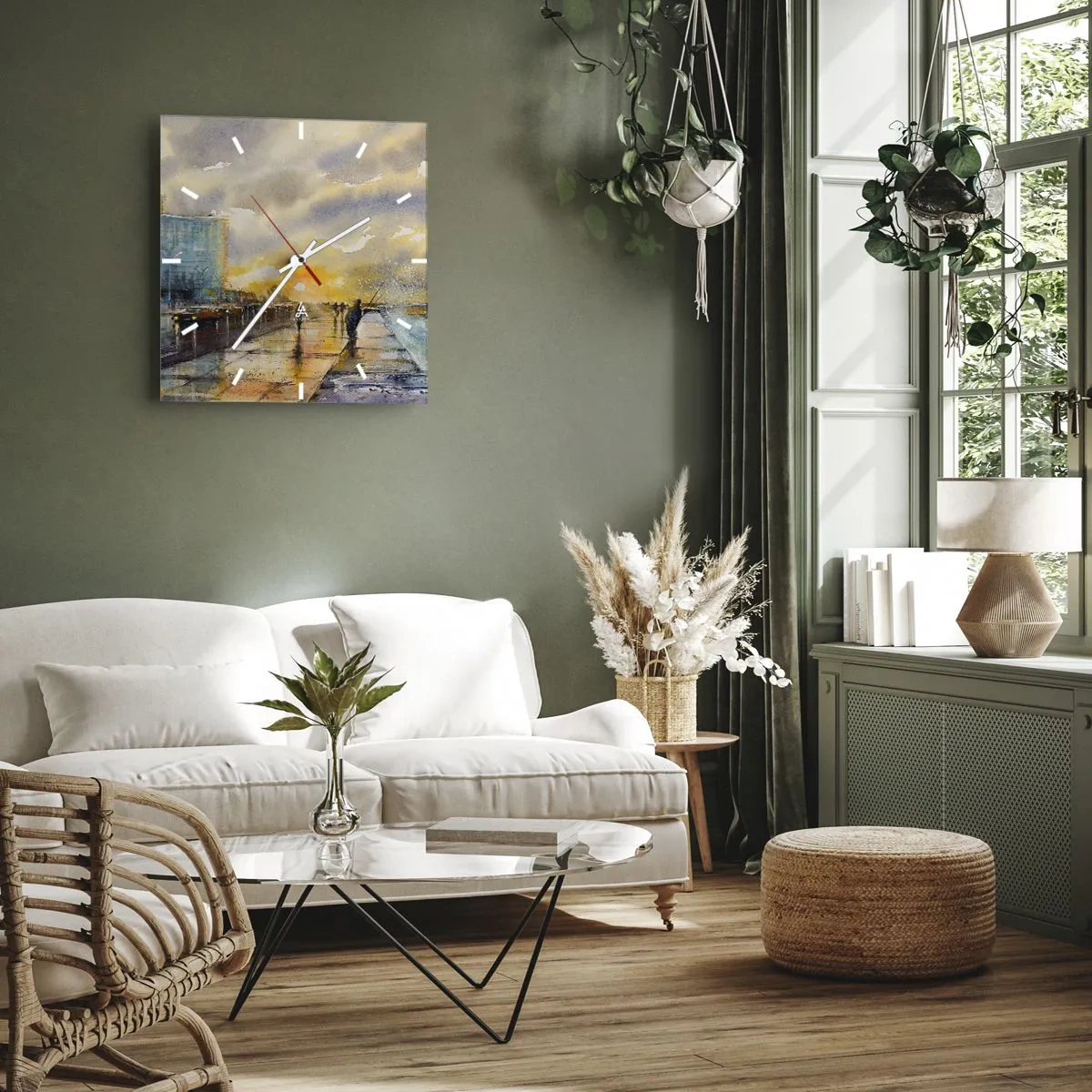 Ceas de perete - Ceas pe sticlă - Viața pe țărm - 30x30 cm