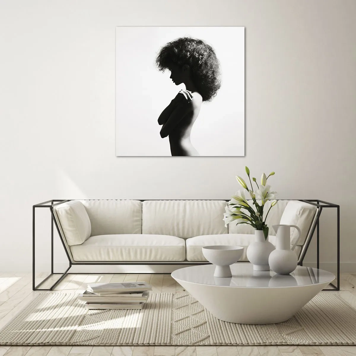 Tablou pe sticlă - Ca o floare pe o tulpină subțire - 50x50 cm