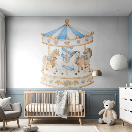 Tapet Premium Canvas - Copilărie dulce - Cai, Carusele, Pentru copii - 150x105 cm