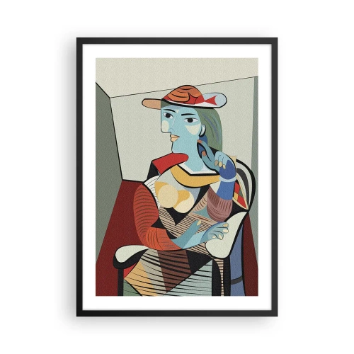 Poster în ramă neagră - Portretul cubist al unei femei purtând o pălărie - 50x70cm - Prin ochii lui Picasso - Decorațiune modernă pentru perete pentru living și dormitor ARTTOR