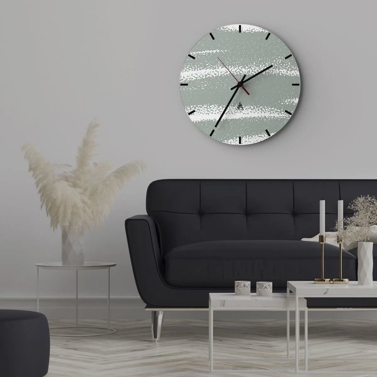 Ceas de perete - Ceas pe sticlă - Abstracție în stil de iarnă - 40x40 cm