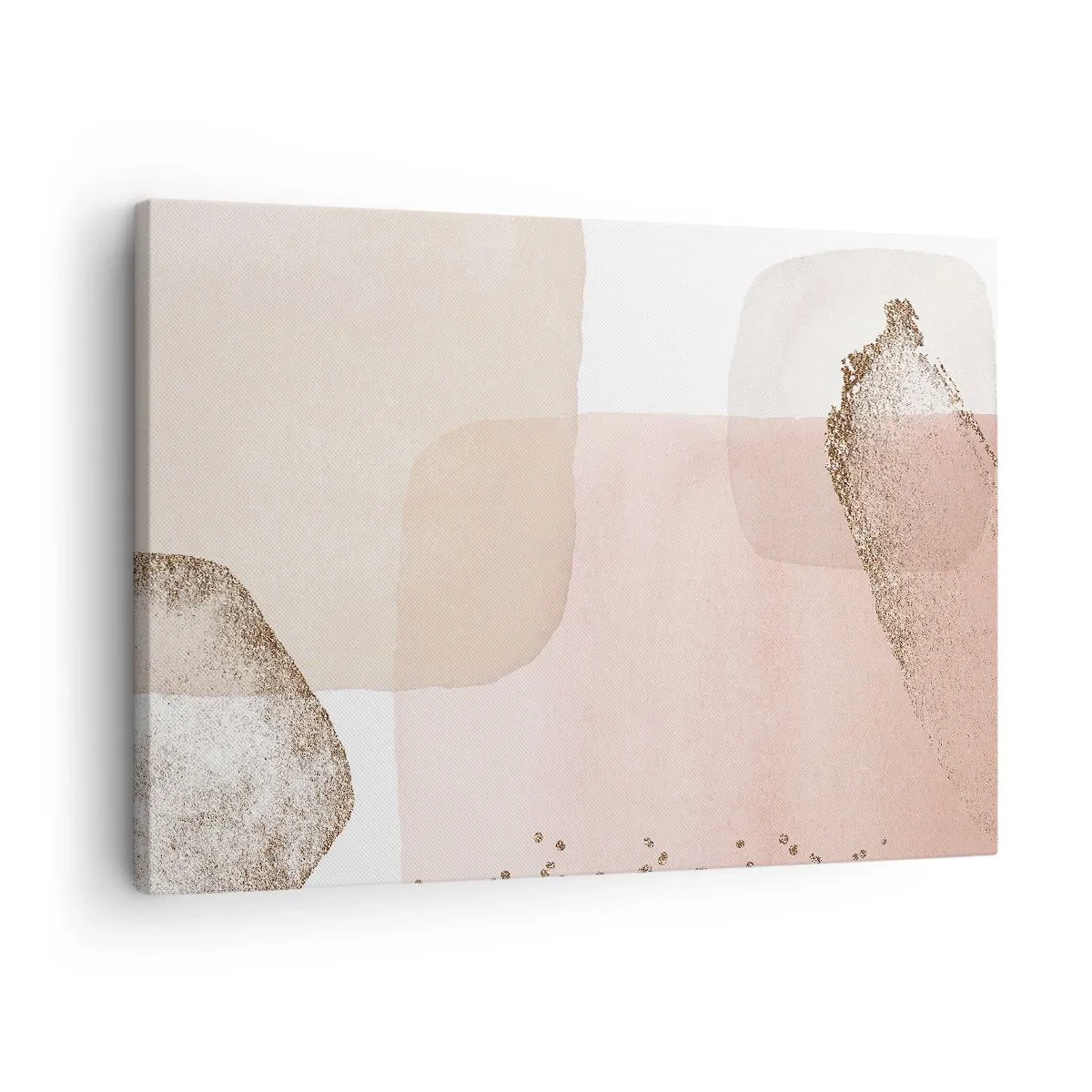 Tablou pe pânză Canvas - Pete pastelate cu elemente aurii - 70x50cm - O privire prin culoare - Decorațiune modernă pentru perete pentru living și dormitor ARTTOR