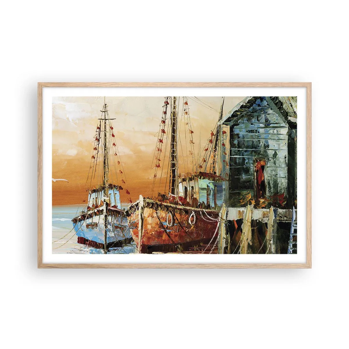 Poster în ramă de stejar deschis - Întoarcere pașnică - 91x61 cm