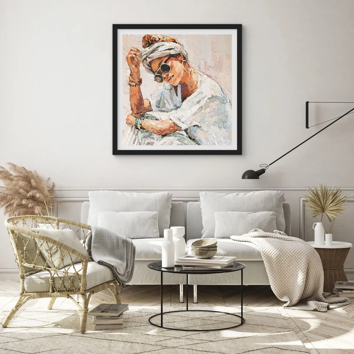 Poster în ramă neagră - Portret în plin soare - 40x40 cm