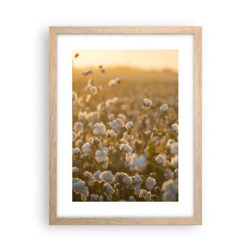 Poster în ramă de stejar deschis - Câmp pufos - 30x40 cm