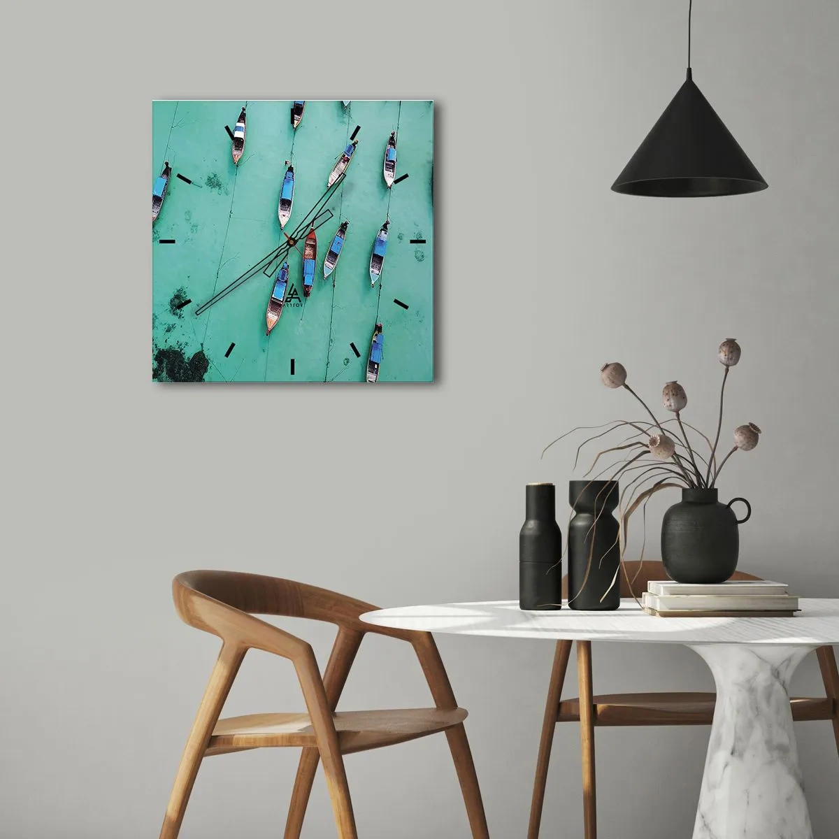 Ceas de perete - Ceas pe sticlă - În așteptare - 40x40 cm