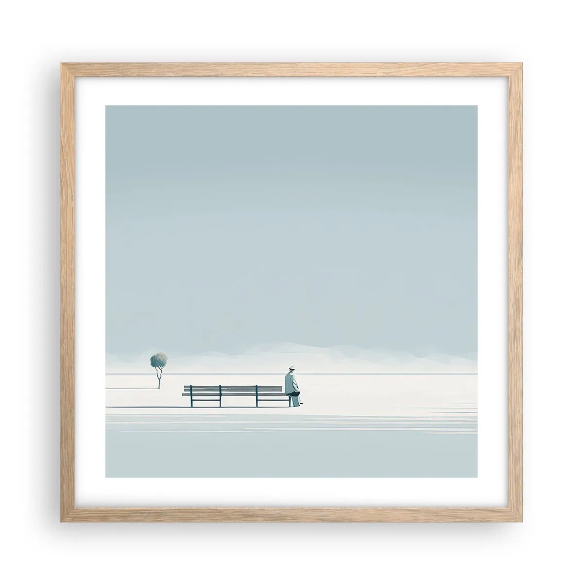 Poster în ramă de stejar deschis - Da, aștept. - 50x50 cm