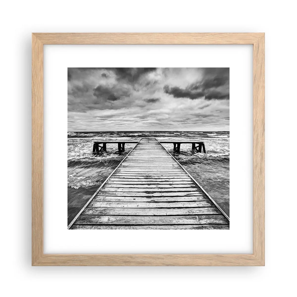 Poster în ramă de stejar deschis - Aștept ca vântul să fugărească... - 30x30 cm