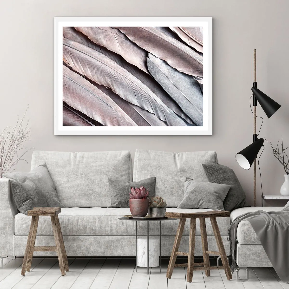 Poster în ramă albă - Argintul roz - 50x40 cm