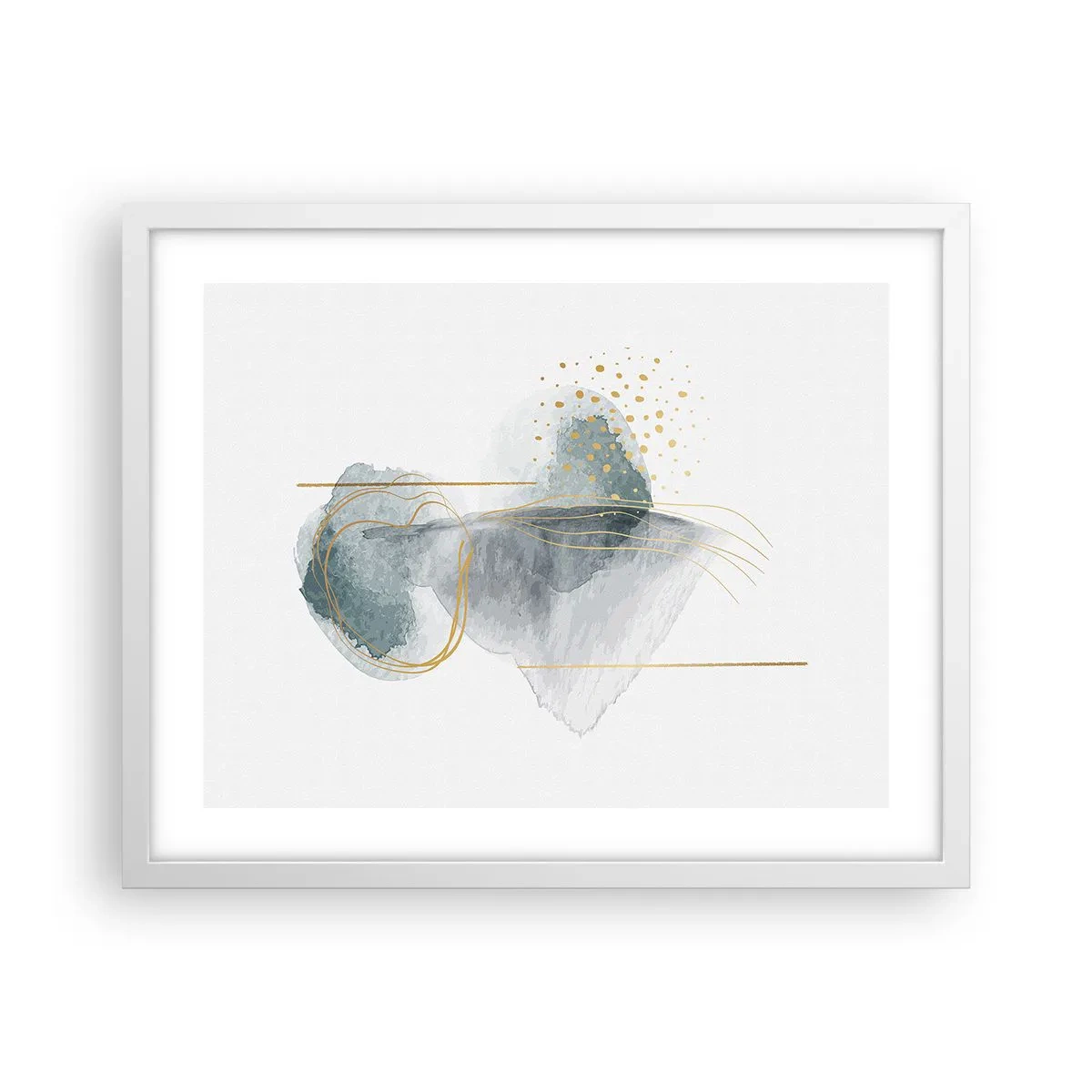 Poster în ramă albă - Despre relația dintre gri și auriu - 50x40 cm