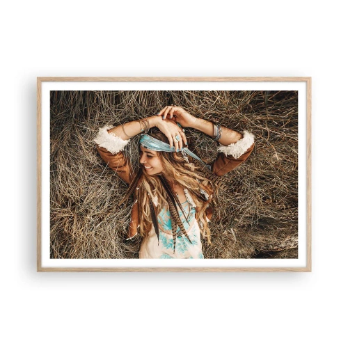 Poster în ramă de stejar deschis - În drum spre vara iubirii - 100x70 cm