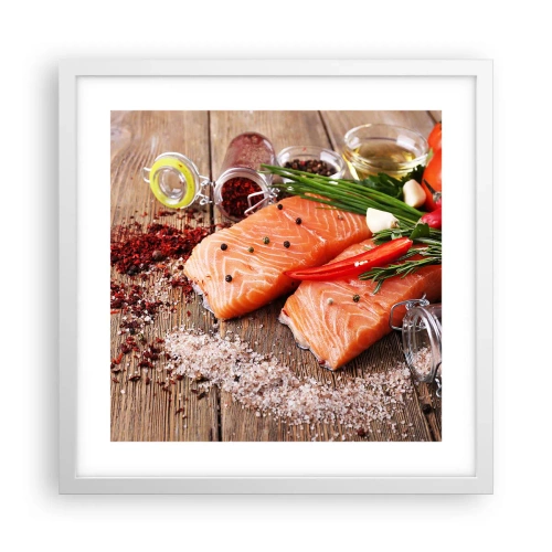 Poster în ramă albă - O aventură norvegiană în bucătărie - 40x40 cm