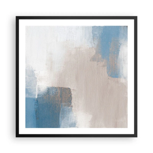 Poster în ramă neagră - Abstracție roz în spatele unui voal de albastru - 60x60 cm