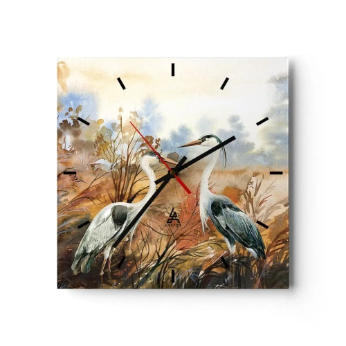 Ceas de perete - Ceas pe sticlă - Încotro în toamnă? - 40x40 cm