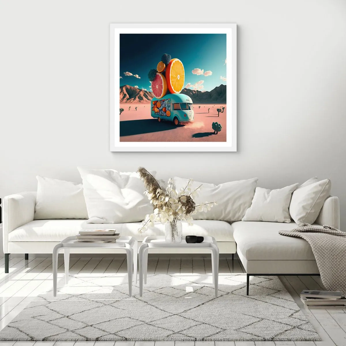 Poster în ramă albă - Gustul vacanței - 40x40 cm