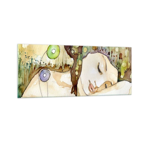 Tablou pe sticlă - Visul violet smarald - 100x40 cm
