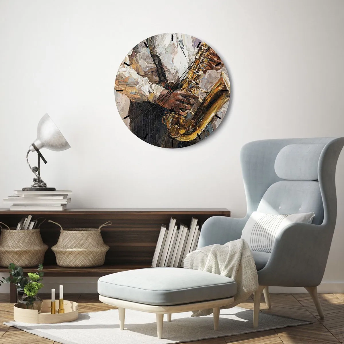 Ceas de perete - Ceas pe sticlă - E timpul pentru a cânta solo - 40x40 cm