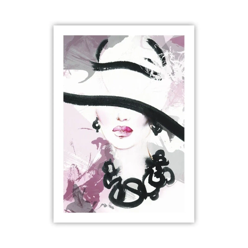Poster - Studiu unei dame în negru și roz - 50x70 cm