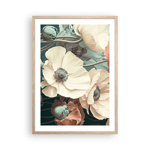 Poster în ramă de stejar deschis - Șoapta macilor - 50x70 cm