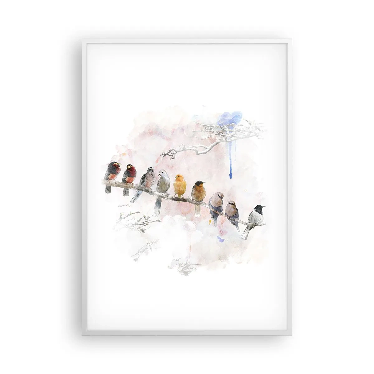 Poster în ramă albă - Întâlnire înaripată - 70x100 cm