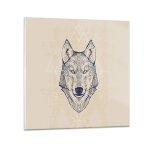 Tablou pe sticlă - Un alfa cu o privire pătrunzătoare - 30x30 cm