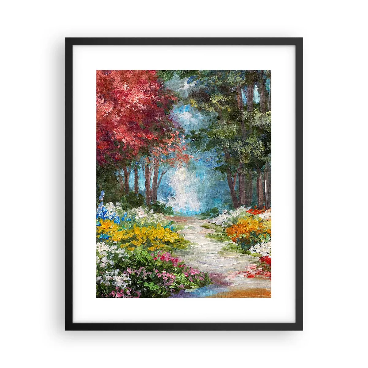 Poster în ramă neagră - Grădină de pădure, pădure de flori - 40x50 cm
