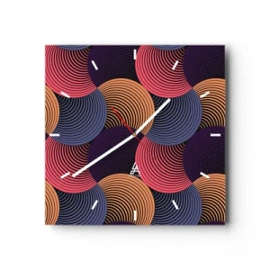 Ceas de perete - Ceas pe sticlă - Într-un ritm de cerc - 40x40 cm