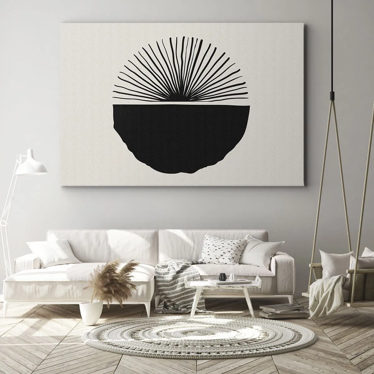 Tablou pe pânză Canvas - Motiv minimalist negru pe fundal deschis - 70x50cm - Gama de posibilități - Decorațiune modernă pentru perete pentru living și dormitor ARTTOR