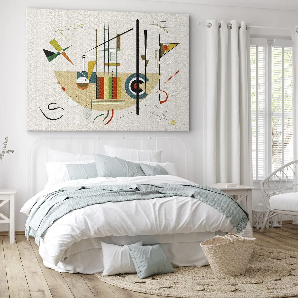 Tablou pe pânză Canvas - Abstracție colorată cu forme geometrice - 70x50cm - Și lumea râde - Decorațiune modernă pentru perete pentru living și dormitor ARTTOR