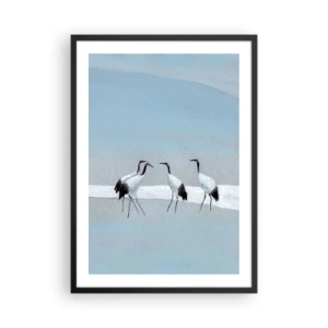 Poster în ramă neagră - O ilustrație minimalistă a unor macarale pe un fundal pastel. - 50x70cm - După o zi fierbinte - Decorațiune modernă pentru perete pentru living și dormitor ARTTOR