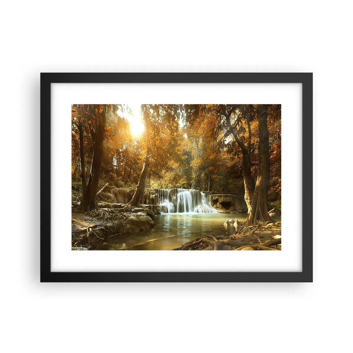 Poster în ramă neagră - Cascadă în parc - 40x30 cm