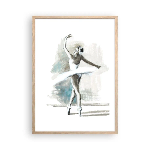 Poster în ramă de stejar deschis - Fermecată într-o lebădă - 50x70 cm