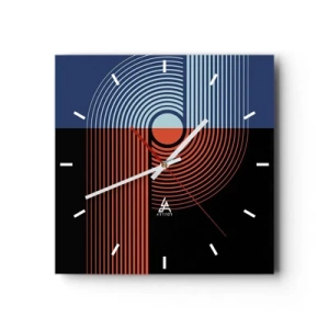 Ceas de perete - Ceas pe sticlă - Într-o îmbrăţişare geometrică - 30x30 cm