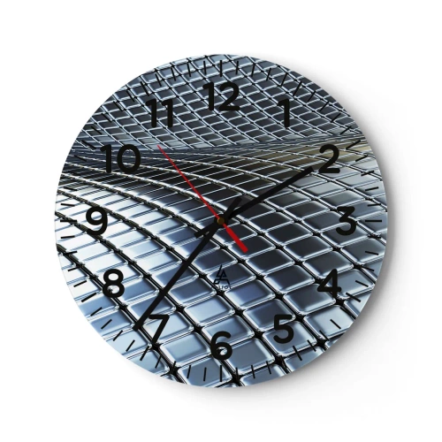 Ceas de perete - Ceas pe sticlă - Val metalic argintiu - 40x40 cm