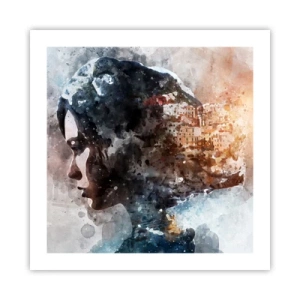 Poster - Povestea unei fete cu un oraș în fundal - 50x50 cm