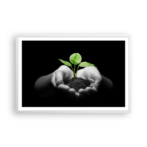 Poster în ramă albă - Iubesc natura, o protejez - 91x61 cm