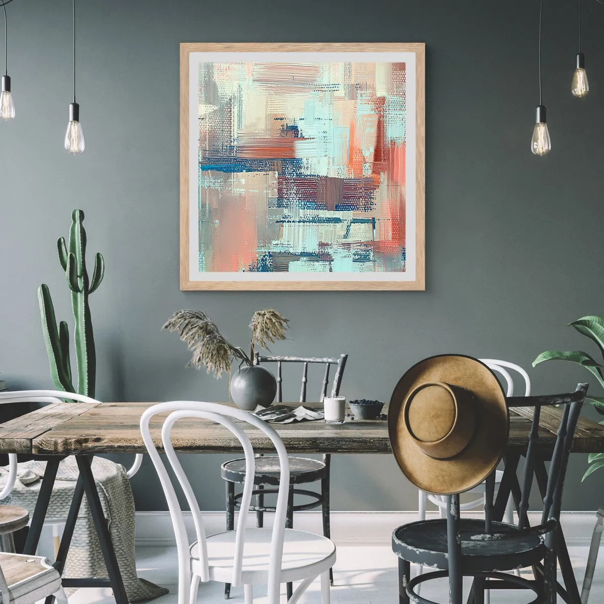 Poster în ramă de stejar deschis - Întinde-te spre lumină - 30x30 cm