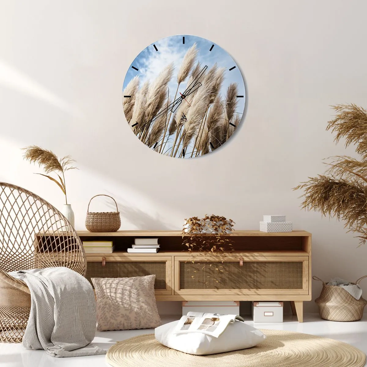 Ceas de perete - Ceas pe sticlă - Mângâiere însorită și vântoasă - 40x40 cm