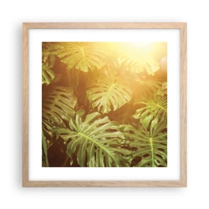 Poster în ramă de stejar deschis - Poftiți în verde - 40x40 cm