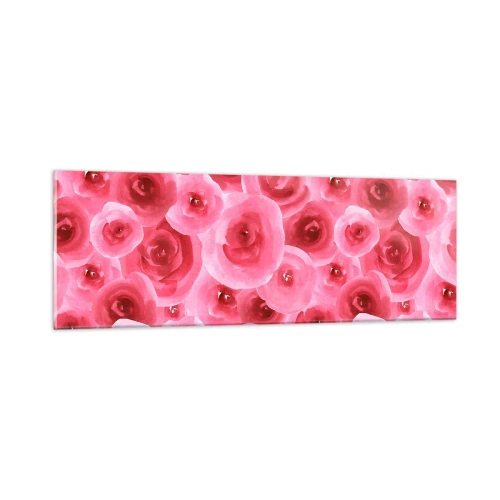 Tablou pe sticlă - Trandafiri de sus în jos - 90x30 cm