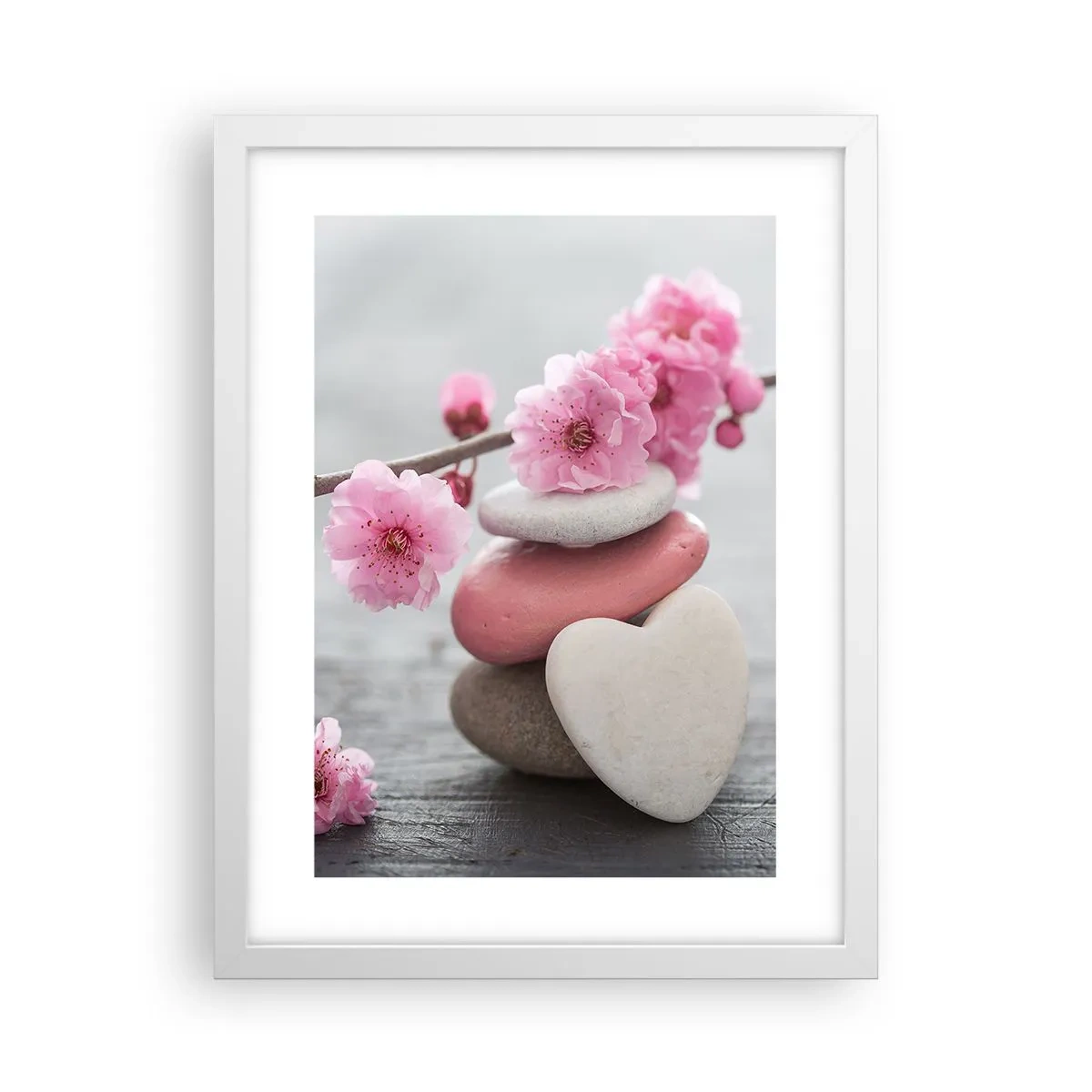 Poster în ramă albă - Fericirea florilor de cireș - 30x40 cm