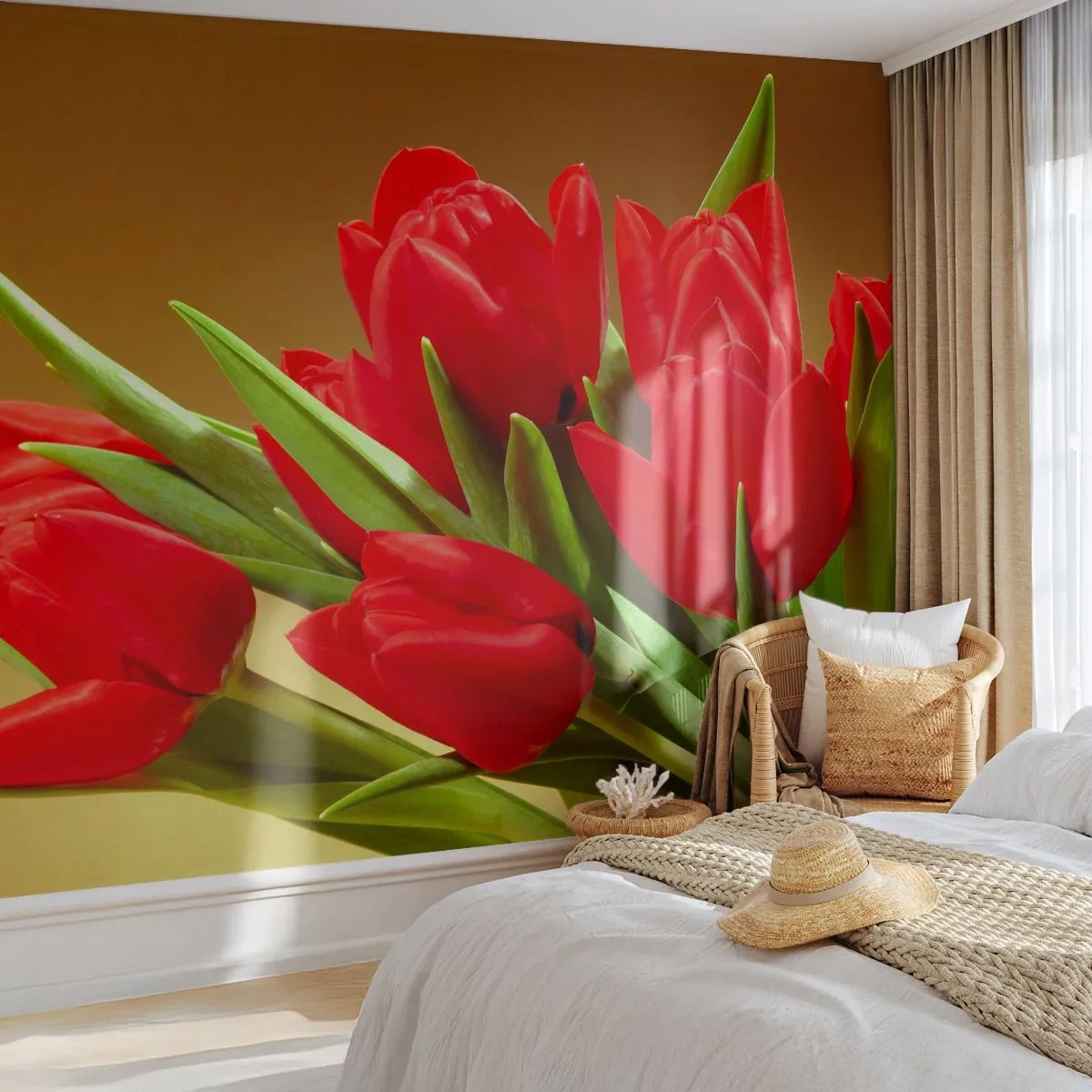Tapet Premium Sand - O explozie de bucurie de primăvară - Flori, Lalele, Buchet de flori - 100x70 cm