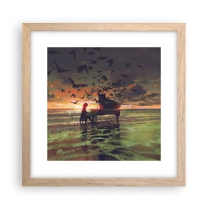 Poster în ramă de stejar deschis - Concert pentru pian și valuri - 30x30 cm