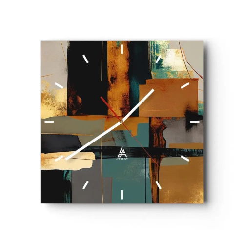 Ceas de perete - Ceas pe sticlă - Abstracția - lumină și umbră - 40x40 cm