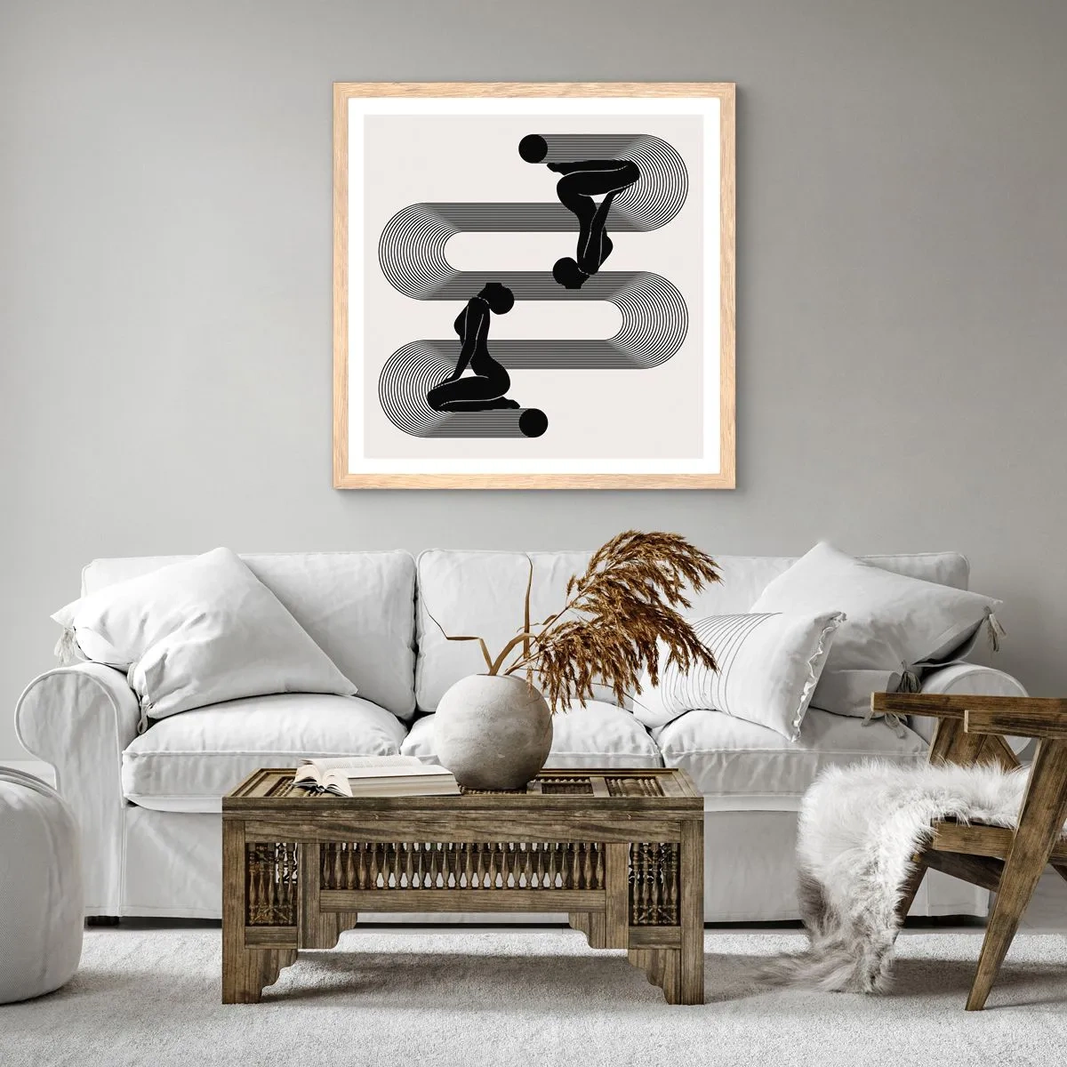 Poster în ramă de stejar deschis - Simetrie senzuală - 50x50 cm