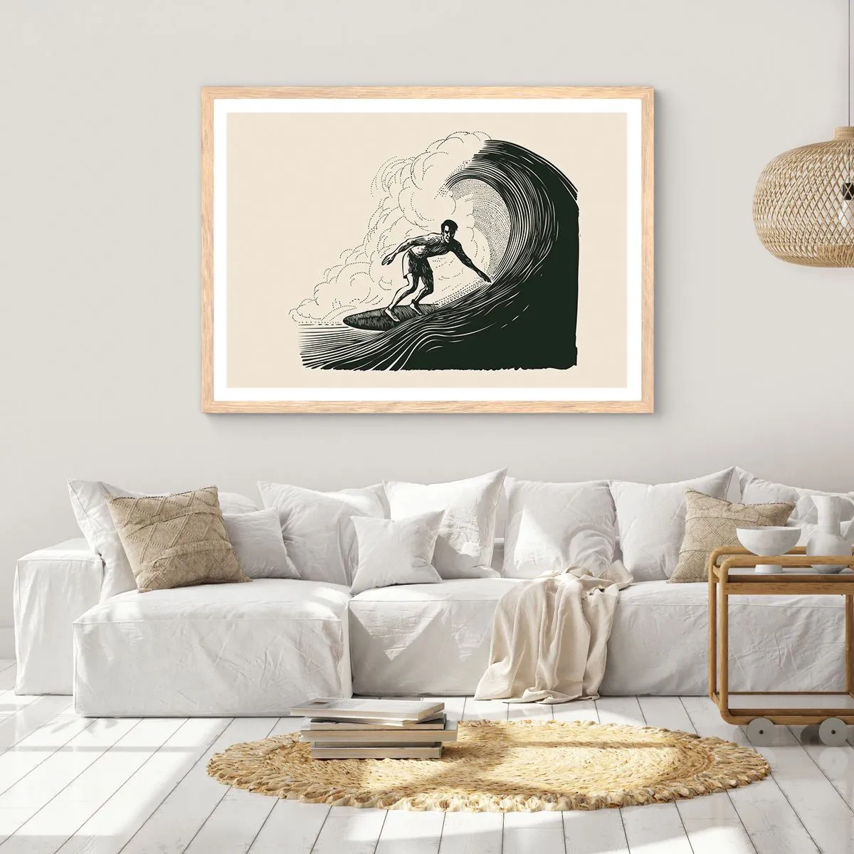 Poster în ramă de stejar deschis - Regele valului - 91x61 cm