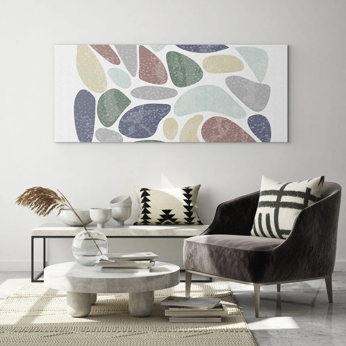 Tablou pe sticlă - Un mozaic de culori pudrate - 90x30 cm