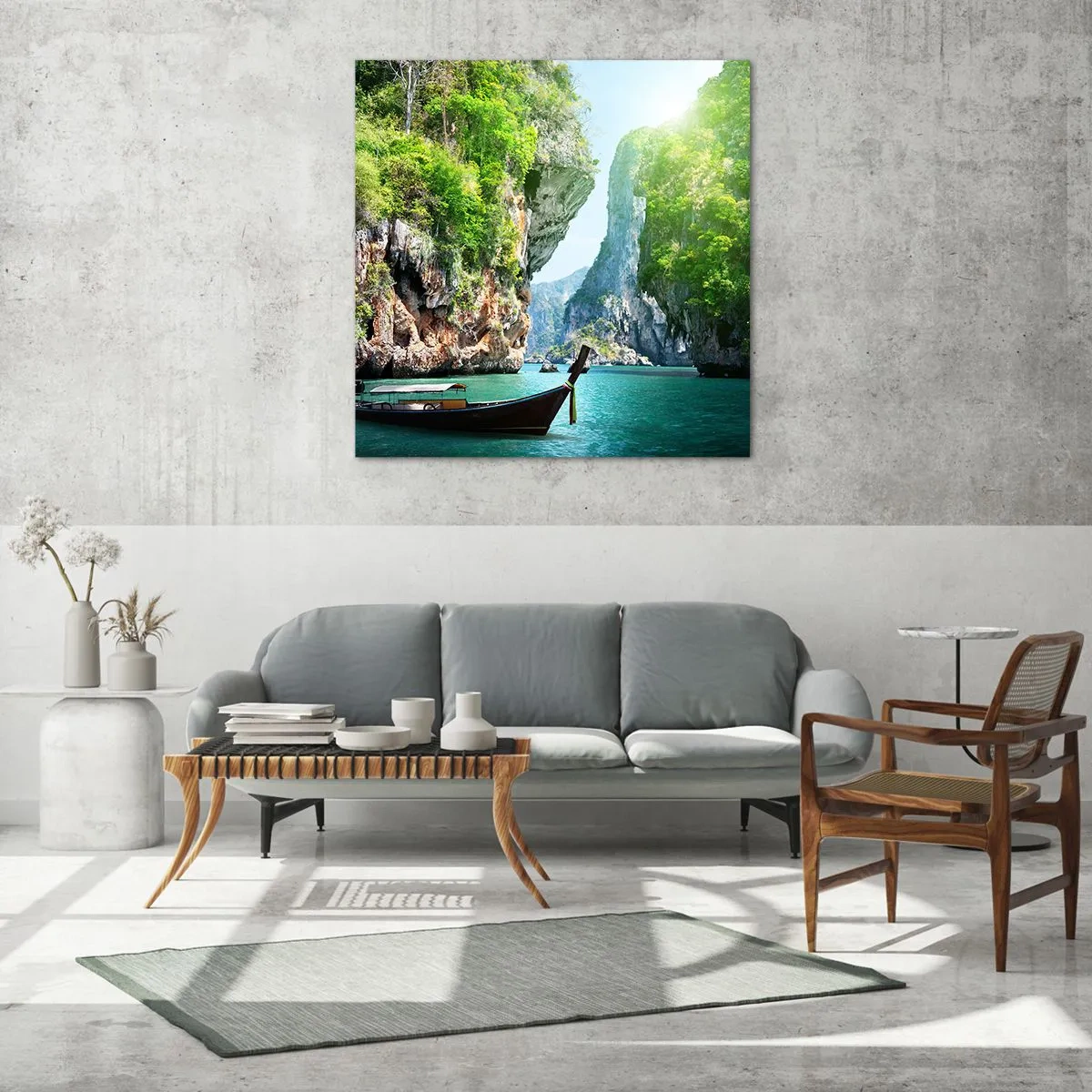 Tablou pe sticlă - Invitație la o călătorie exotică - 50x50 cm